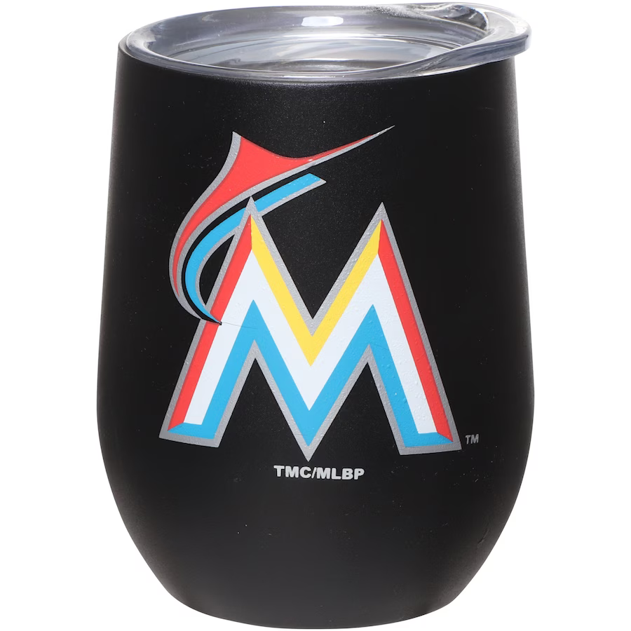 Miami Marlins 15oz Matte Black Stainless Steel Tumbler